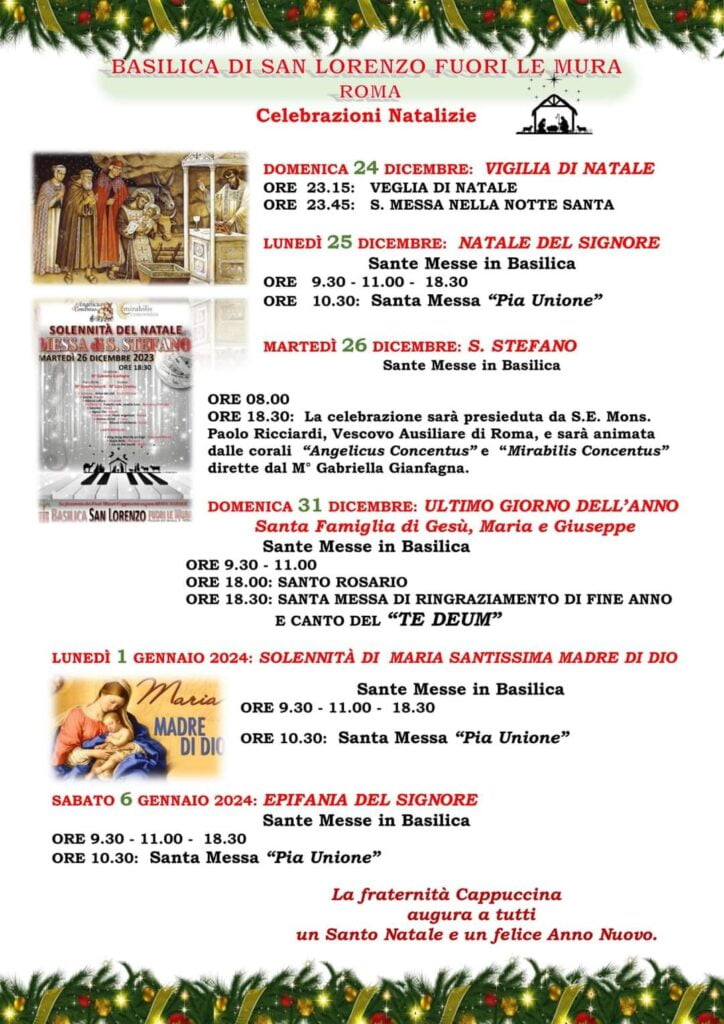 Programa de Navidad de la Basílica de San Lorenzo fuera de los Muros Roma