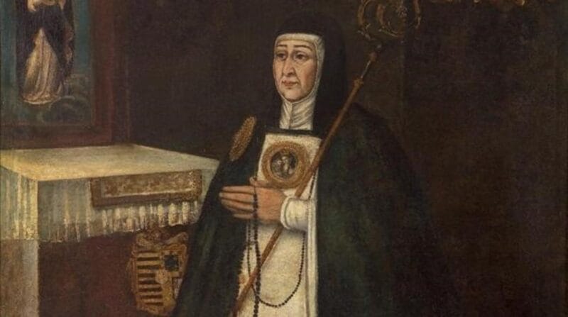 doña Inés Muñoz de Ribera como abadesa del Monasterio de la Concepción de la Ciudad de los Reyes.